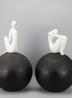 抽象艺术风样板间树脂人物雕塑