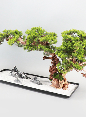 新中式风玄关装饰仿真高端盆景