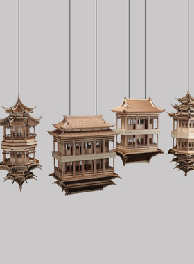 木新中式酒店民宿古建筑镜像摆件