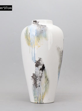 新中式风手绘陶瓷样板房间花瓶