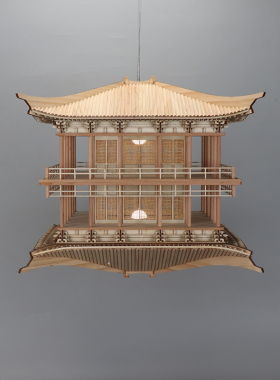 中国风古建筑模型吊灯装饰