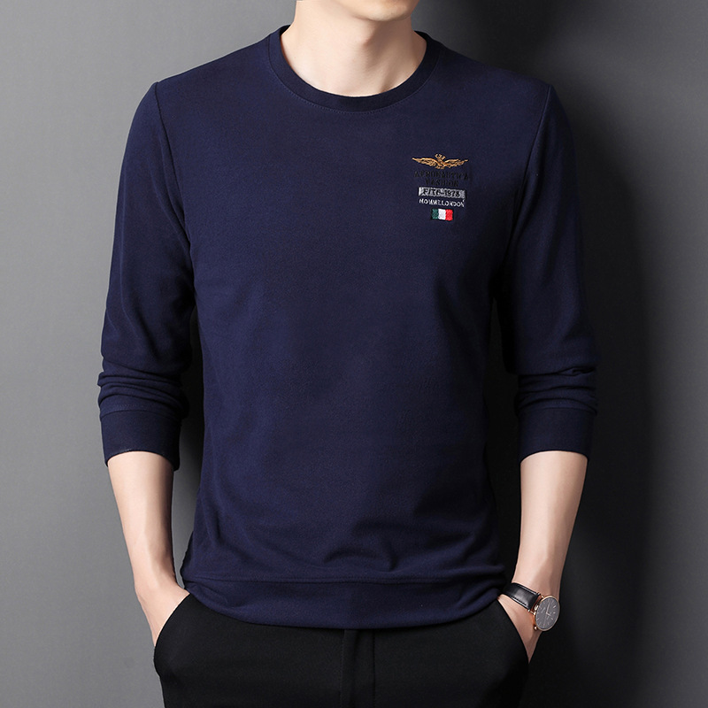 新2021冬圆领刺绣双面绒男士卫衣 恬君蓓T恤