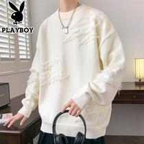 Flower Playboy round collar sweater for mens spring and autumn season new trends Loose Needles Jersey Clothing Mens Clothing Day Ensemble Retro