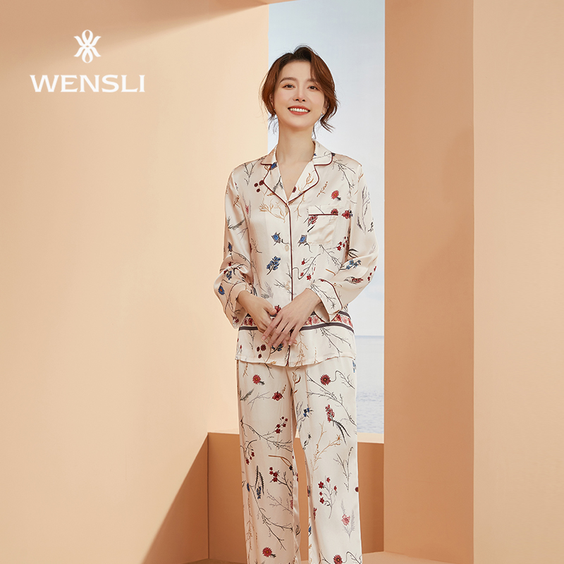 wensli /万事利女冬印花长袖睡衣 万事利内衣睡衣/家居服套装