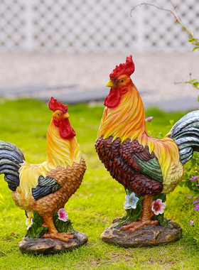 户外庭院花园仿真大公鸡树脂摆件