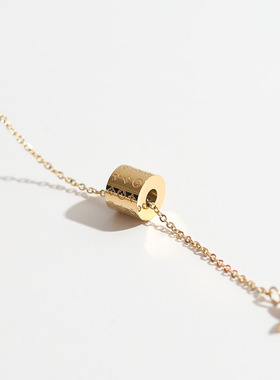 欧美百搭花卉钛钢项链吊坠