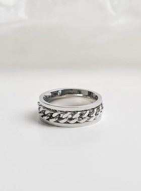 旋转链条钛钢开瓶器戒指