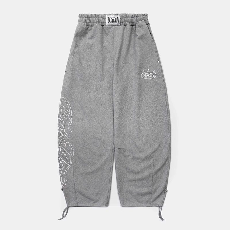 韩国小众badblood美式复古迷彩阔腿裤男女宽松休闲情侣刺绣弯刀裤