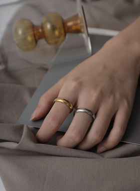 素圈戒指女小众设计时尚个性情侣对戒男士2021年新款潮指环指环