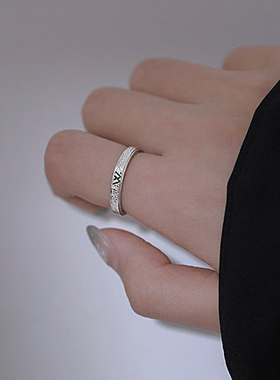 ins日韩风磨砂复古字母开口戒指