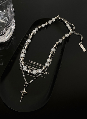 毛衣链2021年新款女ins嘻哈轻奢小众感高级项链男饰品十字架吊坠