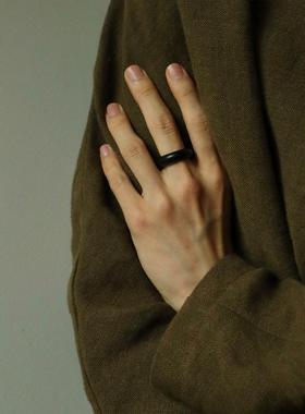 黑檀木戒指男女复古民族风黑色指环实木古风小众简约食指高级感