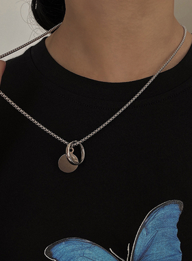 王一博同款钛钢项链男轻奢小众