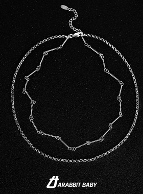 小众钛钢余文乐同款双层叠戴项链