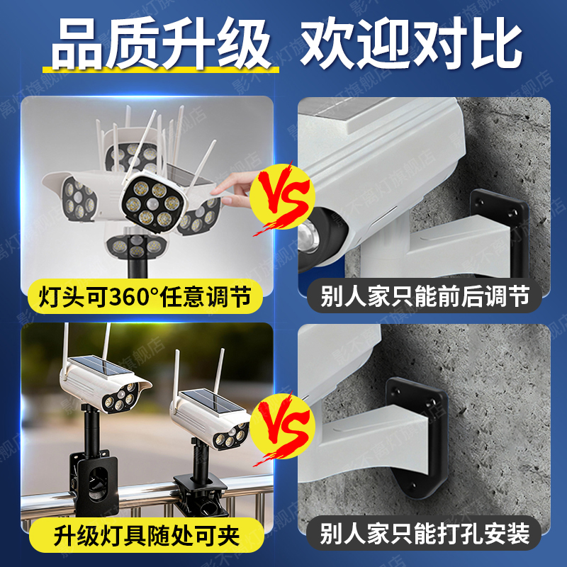 太阳能户外壁灯家用庭院仿真监控照明路灯室外防水人体感应夹子灯 - 图1