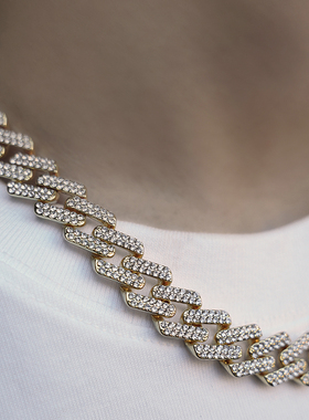 SoulSense菱形古巴链合金满钻嘻哈双排嘻哈百搭项链