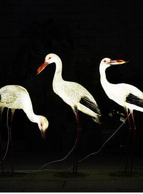 仿真户外雕塑白鹤摆件玻璃钢水池塘白鹭装饰花园林鸟景观仙鹤模型