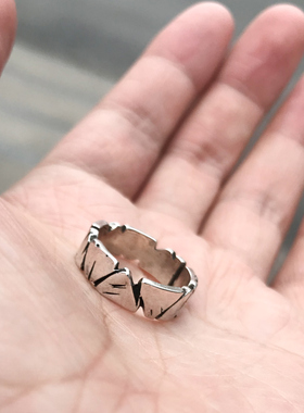 ins男潮海枯石烂戒指女轻奢