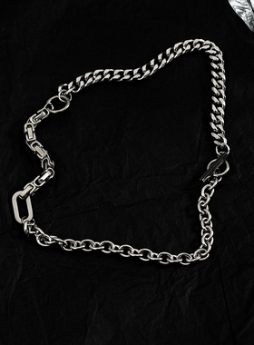 钛钢古巴拼接男女环形设计项链