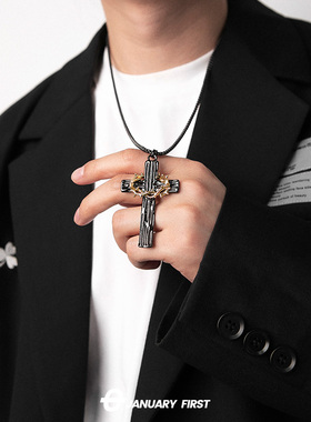 圆珠链男十字架项链吊坠