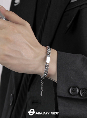 男钛钢原创设计古巴光牌手链