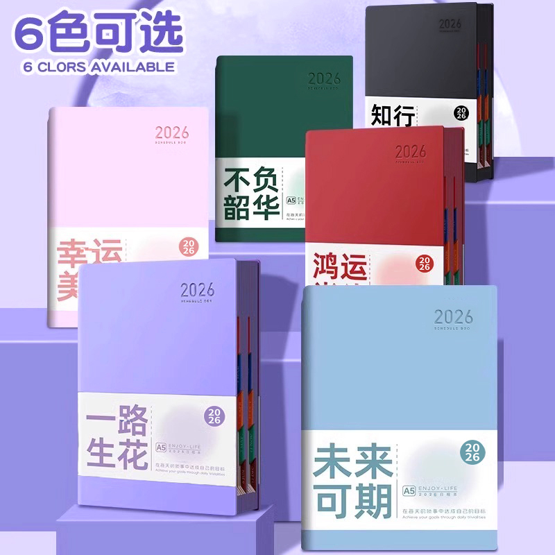 2026年日程本计划表笔记本子日历记事本商务办公365天工作日志学习时间管理每日一页效率手册手帐日记本定制 - 图0