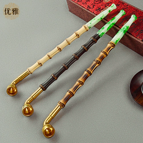 Элегантная ручная работа чистая медная засуха Сумка для дымового котла старый модный дымовой пистолет, фильтровав два традиционных традиционных дымовых дымовых, сражающихся с табаком мужчин