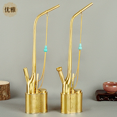 Элегантный медный старомодный кальян, ретро мундштук