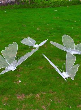 户外铁艺不锈钢镂空发光蝴蝶雕塑园林广场售楼部草坪景观装饰摆件