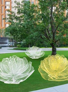 户外大型不锈钢花朵蒲公英镂空雕塑铁艺植物园林景观发光装饰摆件