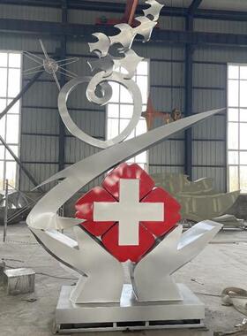 不锈钢立方体魔方雕塑浪花水景摆件正方体发光城市景观logo定制