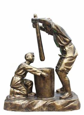 户外玻璃钢人物雕塑定制仿铜树脂广场农耕文化铸铜民风民俗大摆件