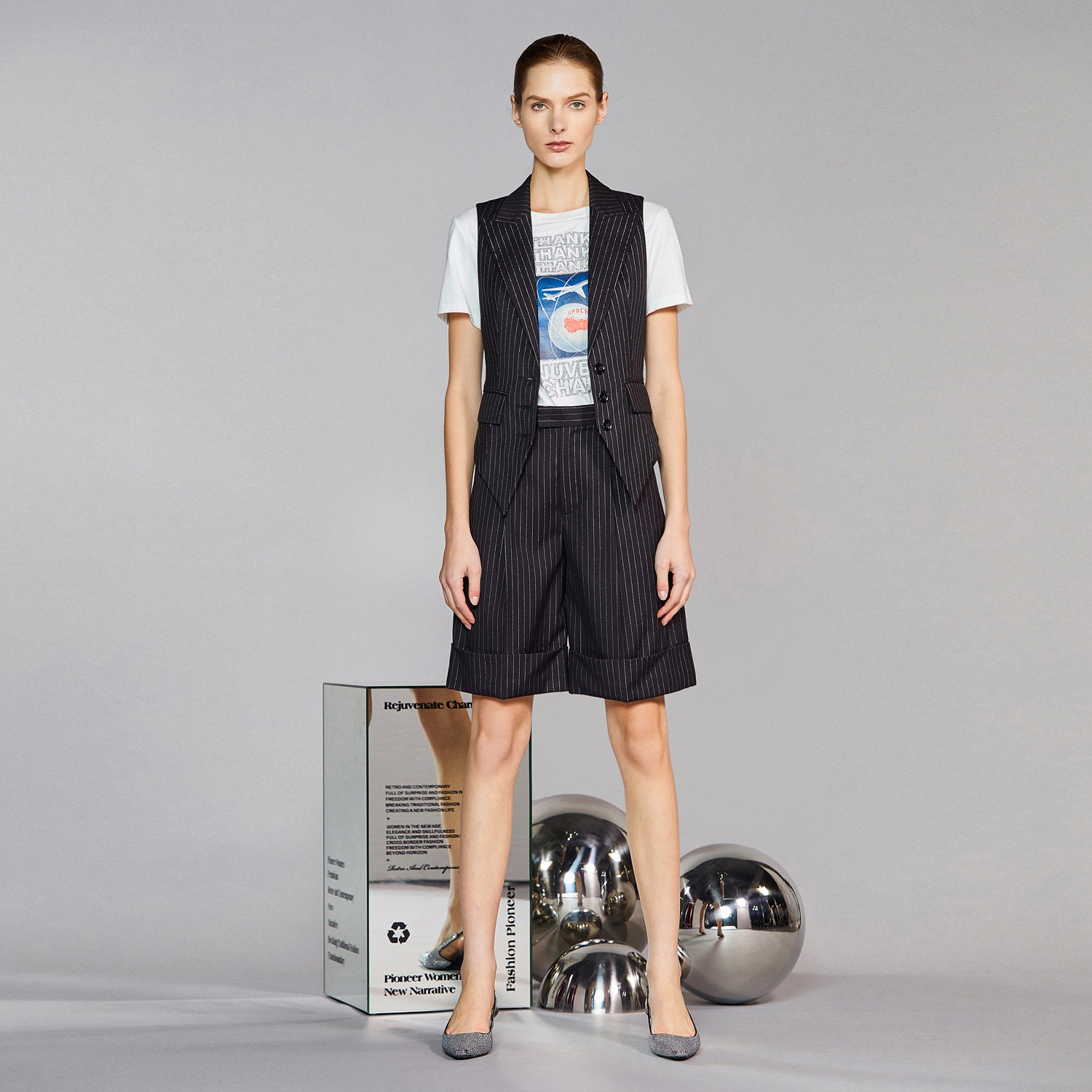 VENSSTNOR维斯提诺  20新款时尚通勤百搭条纹西装短裤薄款 - 图0