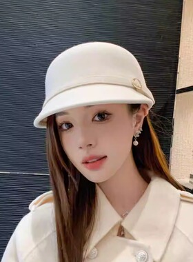 渔夫帽茵沫苓新款羊毛韩版百搭