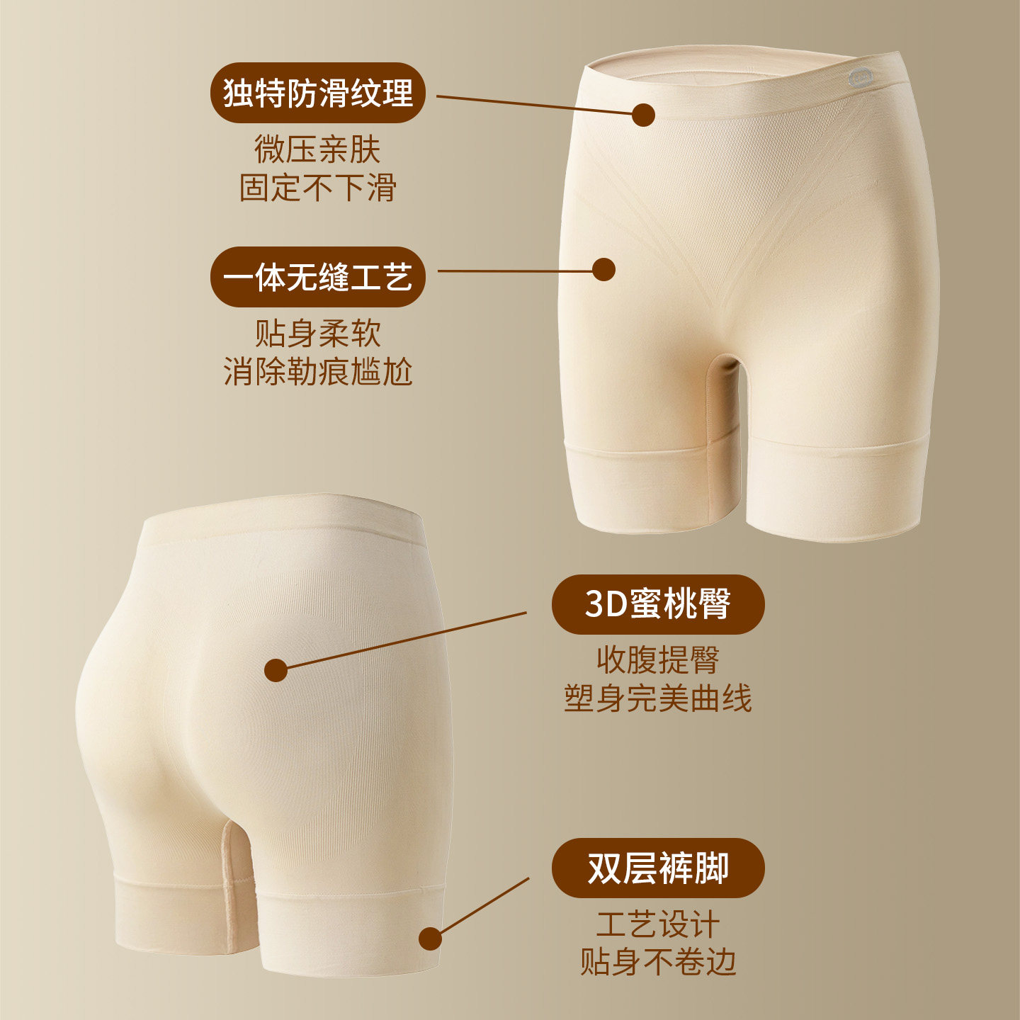 美宅安全裤防走光女士内裤舞蹈生专用无痕不卷边隐形平角打底短裤,淘宝优惠券,粉丝福利购,淘宝优惠卷