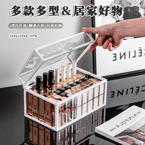 玻璃口红化妆品专用防尘收纳精致高级透明桌面唇釉置物架展示架 - 图3