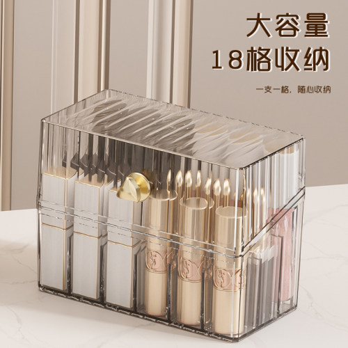 口红收纳盒18格带盖防尘唇釉透明桌面整理化妆品唇膏口红展示架子 - 图3