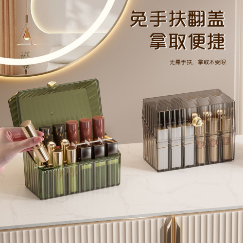 口红收纳盒18格带盖防尘唇釉透明桌面整理化妆品唇膏口红展示架子 - 图2
