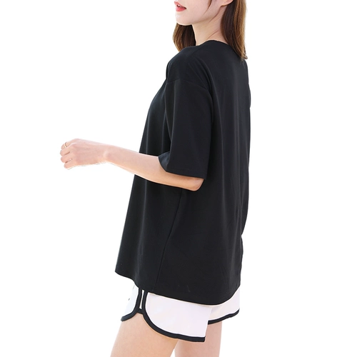 Tide, однотонная летняя дышащая черная футболка, короткий рукав, круглый воротник, сезон 2021