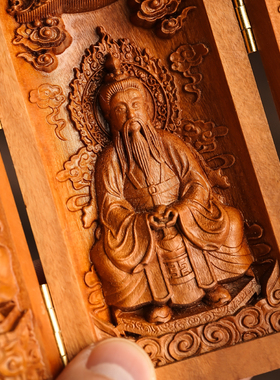 玄灵阁雷击木三清祖师摆件