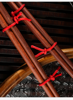玄真文化中式红檀木红绳筷子摆件