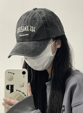 灰色牛仔棒球帽子女新款春秋