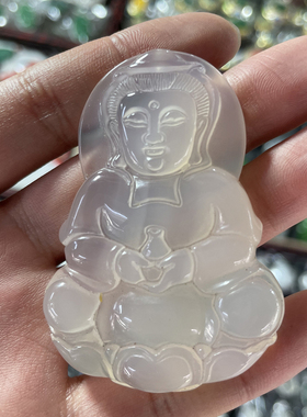 佛公项链大肚佛首饰吊坠玉髓冰种镶嵌高冰玛瑙河南南阳石佛寺市场