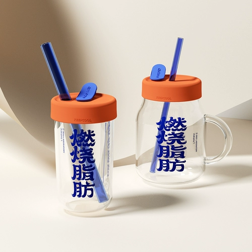 Чаколаб стеклянную соломенную чашку с большими -молочный чайный кофейный кабинет кофейный кабинет большой живот