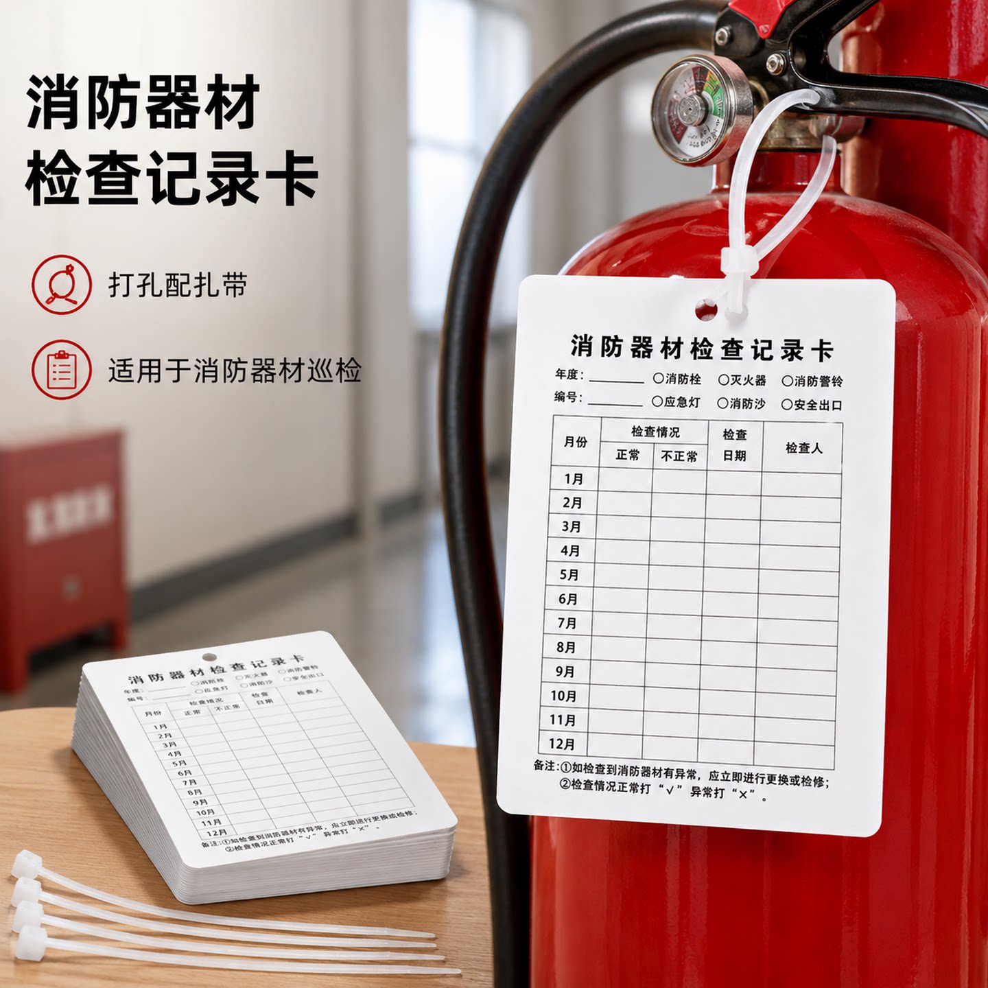 消防器材灭火器消火栓检查卡记录卡月检点检登记记录表双面100张