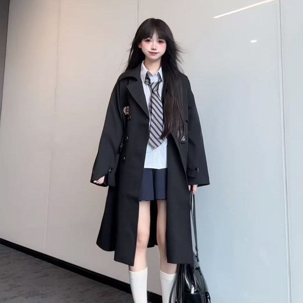 布丁JK制服中长款外套女秋小个子短款高级感英伦学院风风衣,淘宝优惠券,粉丝福利购,淘宝优惠卷