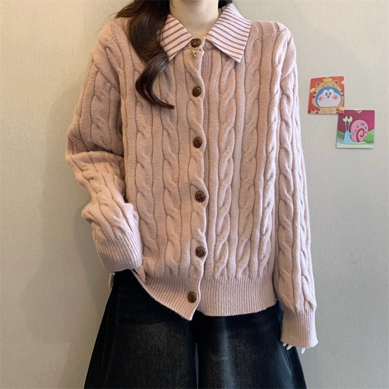 实拍～大码胖MM榄绿拼格子针织毛衣开衫冬季款新款巨好看翻领外套,淘宝优惠券,粉丝福利购,淘宝优惠卷