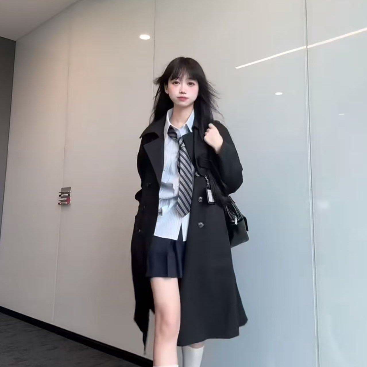 布丁JK制服中长款外套女秋小个子短款高级感英伦学院风风衣,淘宝优惠券,粉丝福利购,淘宝优惠卷