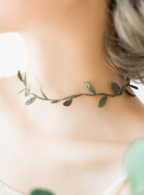锁骨链女森系文艺简约叶子项链韩国学生短款百搭项圈颈带脖子饰品