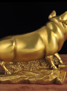 黄铜猪摆件招财猪家居客厅玄关办公室摆设乔迁工艺品金Z猪开业礼